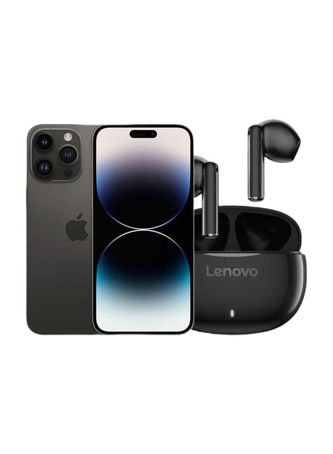 Apple Refurbished - iPhone 14 Pro 256GB Space Black 5G With Facetime & Renewed - E310 True Wireless Stereo Earbuds, Bluetooth 5.3, 13mm Drivers, AI Call Noise Reduction, 20 Hours Playtime, USB-C Charging, Lightweight - Black , with 1-Year Replacement Warranty Bundle - Image 1